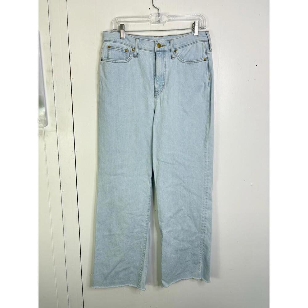 J Crew Jeans Womens 29 Tall Wide Leg Light Wash High Rise Raw Hem Modest Capsule